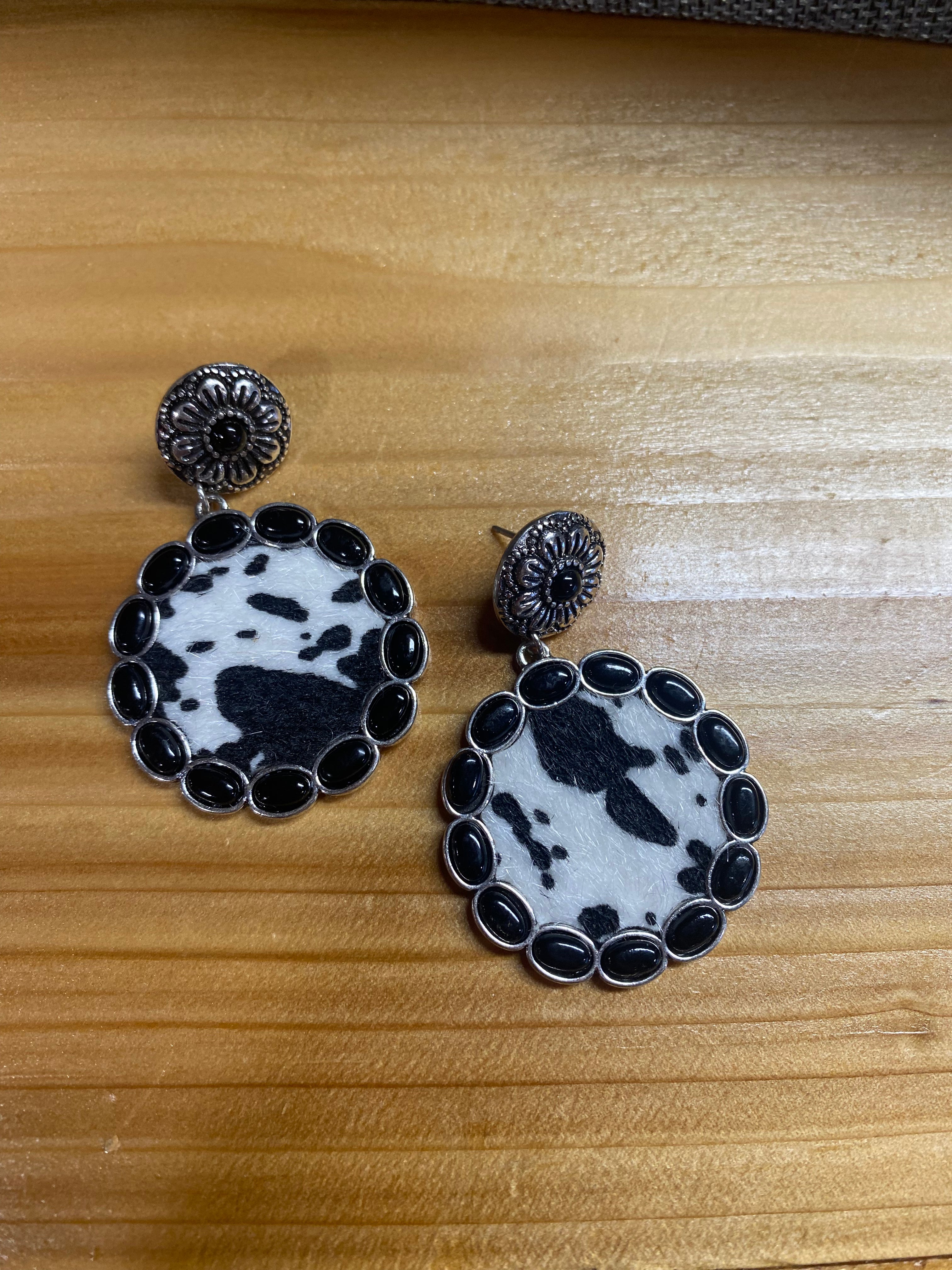 Circle Cow Print Earrings