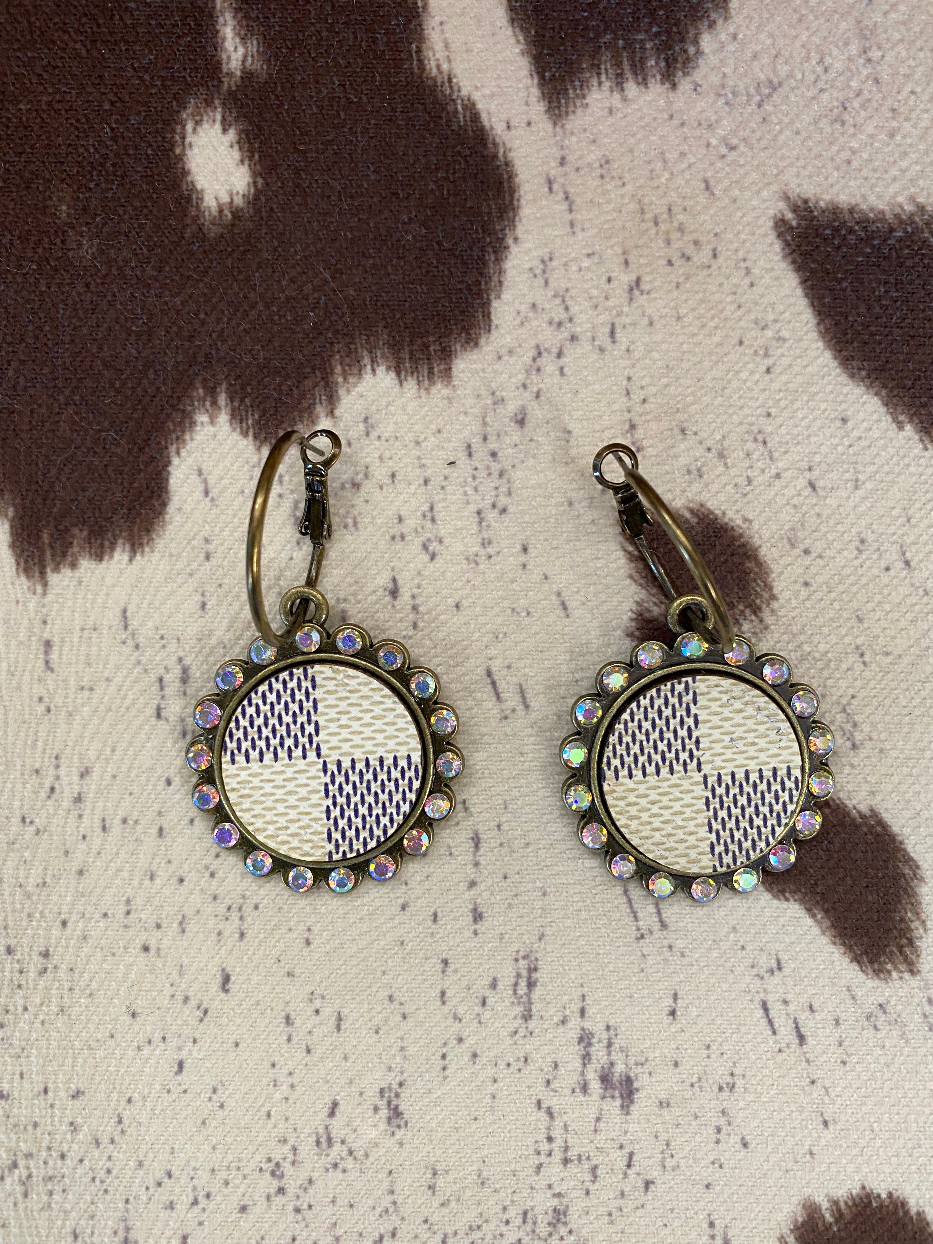 Up Cycled White Rhinestone Earrings
