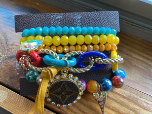 Up Cycled Bracelet Set- Rainbow Heart